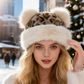 Women’s Retro Leopard Print Bear Ear Hat