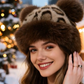 Women’s Retro Leopard Print Bear Ear Hat