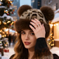 Women’s Retro Leopard Print Bear Ear Hat