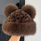 Women’s Retro Leopard Print Bear Ear Hat