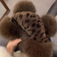 Women’s Retro Leopard Print Bear Ear Hat