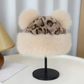 Women’s Retro Leopard Print Bear Ear Hat