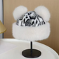 Women’s Retro Leopard Print Bear Ear Hat