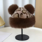 Women’s Retro Leopard Print Bear Ear Hat