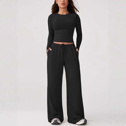 📢📢 60% OFF🔥 | Women's Chic Crop Top & Wide-Leg Drawstring Pants Set