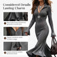 🍁New Fall Collection-Women's Zipper Lapel Flare Sleeve Knit Fishtail Dress