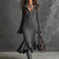 🍁New Fall Collection-Women's Zipper Lapel Flare Sleeve Knit Fishtail Dress