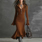 🍁New Fall Collection-Women's Zipper Lapel Flare Sleeve Knit Fishtail Dress