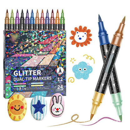 💖96 Colors Dual-Tip Glitter Marker Set