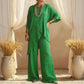 🌸 50% OFF! 👗 Women's 2-Piece Asymmetrical Set – Loose Top + Wide-Leg Pants, Wrinkle-Resistant & Chic 🌿