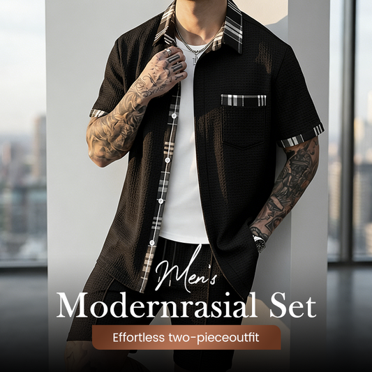 Men's Short Sleeve Top & Drawstring Shorts 2-Piece Set