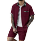 Men's Short Sleeve Top & Drawstring Shorts 2-Piece Set