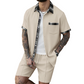 Men's Short Sleeve Top & Drawstring Shorts 2-Piece Set