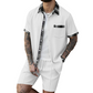 Men's Short Sleeve Top & Drawstring Shorts 2-Piece Set