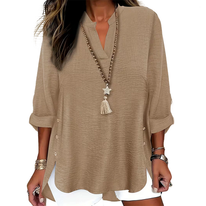 🔥 Hot Sale 50% OFF  🔥Casual Solid Color Button Side Slit Top