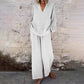 ⌛Limited-Time Offer🛍️ Women’s Casual Solid Color V-Neck Long Sleeve Top & Wide-Leg Pants Set