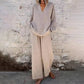 ⌛Limited-Time Offer🛍️ Women’s Casual Solid Color V-Neck Long Sleeve Top & Wide-Leg Pants Set