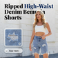 Women's Ripped High-Waist Denim Bermuda Shorts