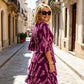 Chic Tiered Midi Dress with Floral Pattern