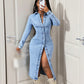 👗 50% OFF NOW! ✨ Button-Down Denim Midi Dress – Curvy, Chic & Versatile – Soft denim, flattering fit & perfect for day or night with sneakers or heels 🔵
