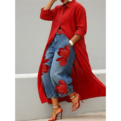 🌸 50% OFF NOW! Women's Long Sleeve Button-Down Maxi Shirt Dress