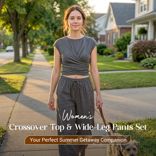 👗 LIMITED-TIME 55% OFF! 💥 Women's Crossover Top & Wide-Leg Pants Set – Chic, Flowing, Effortless Style ✨