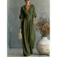 🔥Hot Sale 50% OFF🌸Women's V-Neck High Waist Wide Leg Jumpsuit