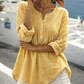 🔥👚2026 Summer Hot Sale– Only ￡16.99!!⚡️Women's Long Sleeve Pleated Henley Neck Blouse✨Soft Breathable Elegant Casual Pleated Top Daily Commute Outfit UK🇬🇧💐