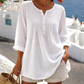 🔥👚2026 Summer Hot Sale– Only ￡16.99!!⚡️Women's Long Sleeve Pleated Henley Neck Blouse✨Soft Breathable Elegant Casual Pleated Top Daily Commute Outfit UK🇬🇧💐