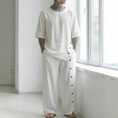 🎉BIG SALE-50% OFF🌿 Men's Casual Linen Shirt & Pants 2-Piece Set✨𝘉𝘶𝘺 2 𝘢𝘯𝘥 𝘨𝘦𝘵 𝘢𝘯 𝘦𝘹𝘵𝘳𝘢 8% 𝘥𝘪𝘴𝘤𝘰𝘶𝘯𝘵