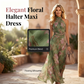🌸 50% OFF NOW!Women’s Elegant Floral Print Halter Neck Floaty Chiffon Maxi Dress, Casual & Occasion Waist Tie Dress