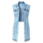 🎉NEW HOT SALE — Over 58K Sold! 💞 Women Sleeveless High Slit Denim Vest Dress Longline Jean Jacket