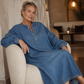 👗 Long Lantern Sleeve Maxi Denim Dress – Flowing Silhouette for Effortless Style