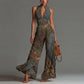 ⏳LIMITED-TIME 50% OFF! Women’s Sleeveless V-Neck Floral Print Flowing Pleated Wide Leg Jumpsuit
