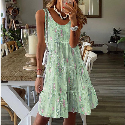 🌸 50% OFF NOW! -Women's Sleeveless O-Neck Tiered Midi Dress