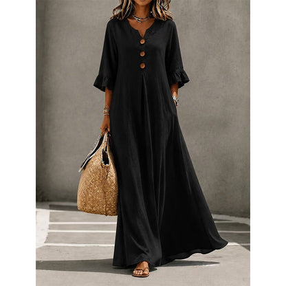 🌈2026 Summer Hot Sale 50% OFF!🌸Women's V-Neck Ruffle Sleeve Maxi Dress – Effortless Everyday Style✨