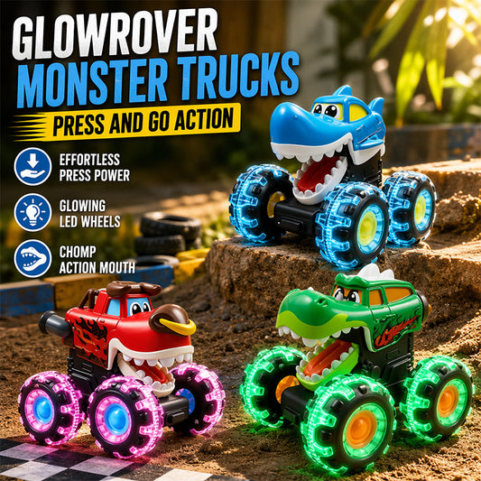 Kids Press and Go Monster Toy Truck with Light Up Wheels