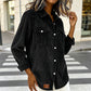 Flap-Pocket Button-Front Top – Soft Ribbed Knit & Timeless Design for Everyday Comfort