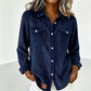 Flap-Pocket Button-Front Top – Soft Ribbed Knit & Timeless Design for Everyday Comfort