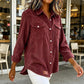 Flap-Pocket Button-Front Top – Soft Ribbed Knit & Timeless Design for Everyday Comfort