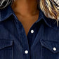 Flap-Pocket Button-Front Top – Soft Ribbed Knit & Timeless Design for Everyday Comfort