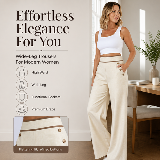 ⌛Limited-Time Offer🛍️Women's High-Waisted, Highly Stretchy Wide-Leg Pants with Contrast-Color Piping💯High quality