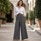 ⌛Limited-Time Offer🛍️Women's High-Waisted, Highly Stretchy Wide-Leg Pants with Contrast-Color Piping💯High quality