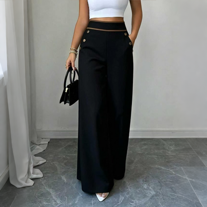 ⌛Limited-Time Offer🛍️Women's High-Waisted, Highly Stretchy Wide-Leg Pants with Contrast-Color Piping💯High quality