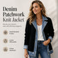 ⌛Limited-time offer-Women’s Elegant Denim Spliced Ribbed Knit Coat