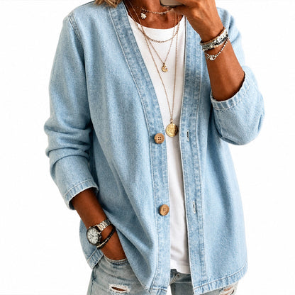 ⌛Limited-time offer-Women's Casual Collarless Button Cardigan Jacket