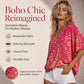50% OFF ⭐👚 Boho Print Batwing Sleeve Top – Flowing V-Neck & Effortless Bohemian Style