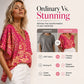 50% OFF ⭐👚 Boho Print Batwing Sleeve Top – Flowing V-Neck & Effortless Bohemian Style