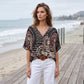50% OFF ⭐👚 Boho Print Batwing Sleeve Top – Flowing V-Neck & Effortless Bohemian Style