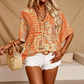 50% OFF ⭐👚 Boho Print Batwing Sleeve Top – Flowing V-Neck & Effortless Bohemian Style